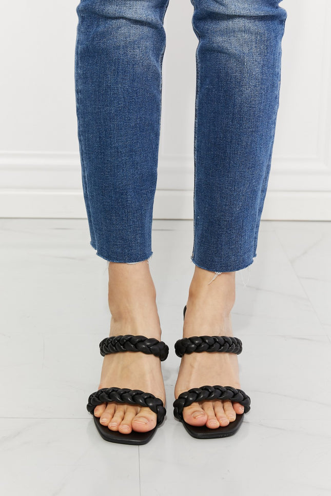 MMShoes In Love Double Braided Block Heel Sandal in Black-Shoes - Women-UHX-Urbanheer