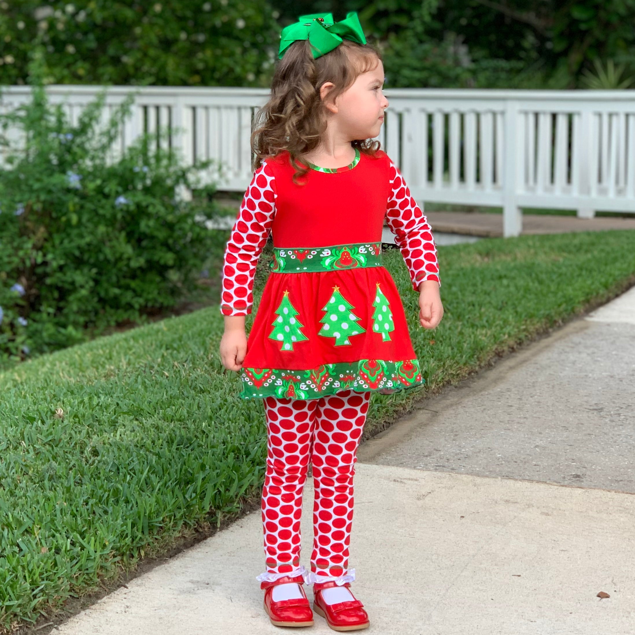 AnnLoren Girls Boutique Winter Holiday Red Green Damask Dress and Legging Set sz 2/3T-9/10-AnnLoren-9-10-Urbanheer