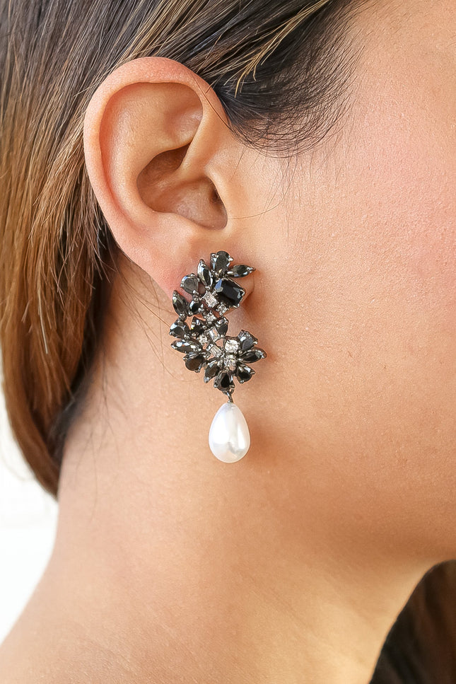 Frosty Pearl Earrings by Bombay Sunset-Bombay Sunset-Black-Urbanheer