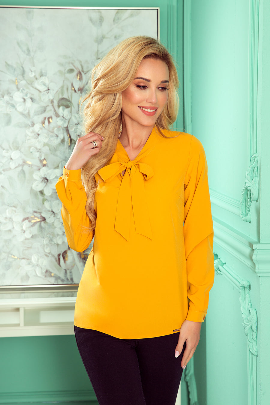 Numoco 140-13 Blouse With Bond - Mustard Color-numoco-Mustard Color-S-Urbanheer