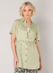 Lyabo Linen Tunic Women Dress-Yest-2-Soft Olive-Urbanheer
