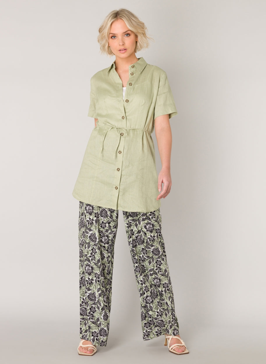 Lyabo Linen Tunic Women Dress-Yest-2-Soft Olive-Urbanheer