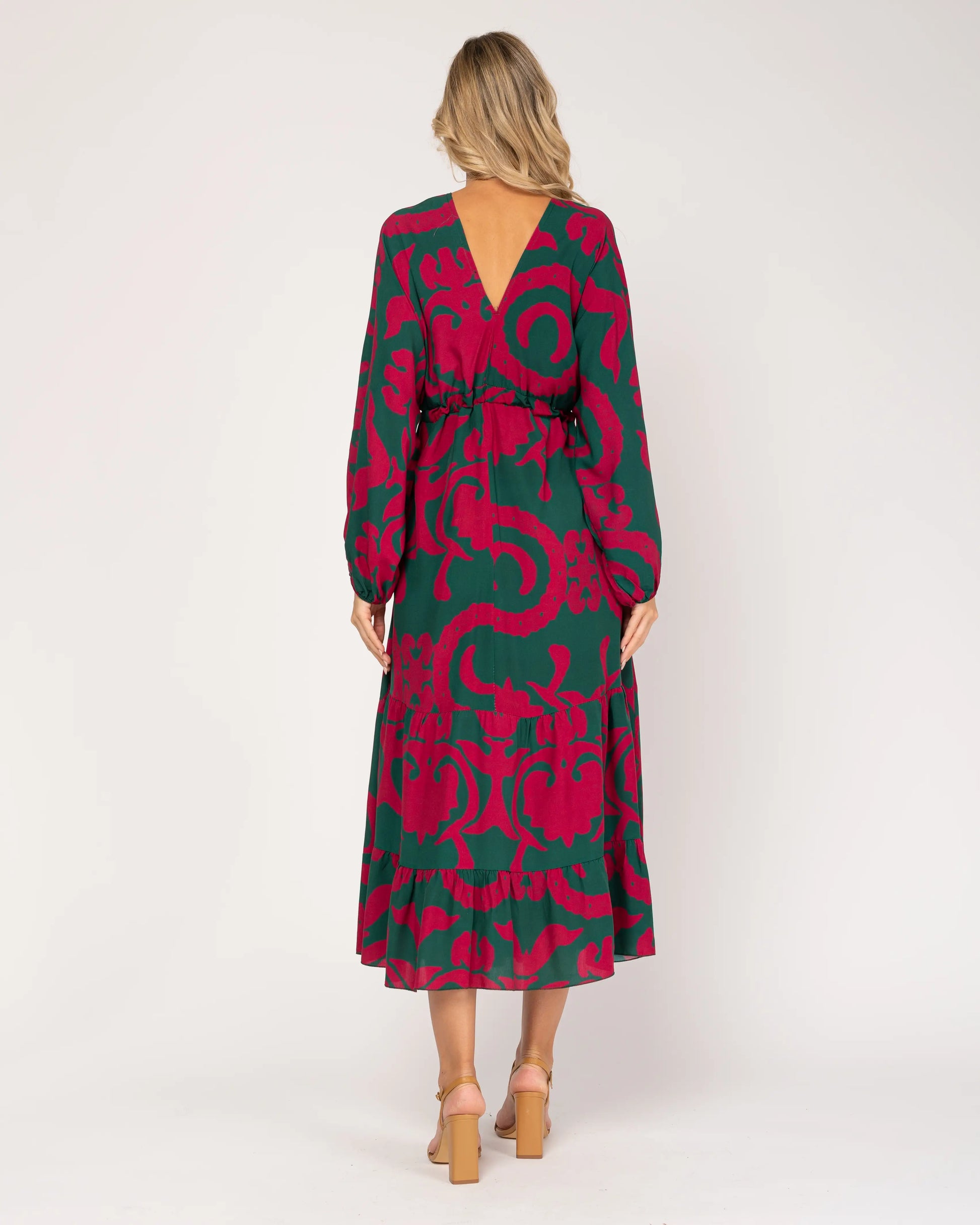 Printed Maxi Dress With V-Neck.-Tantra-S-Urbanheer