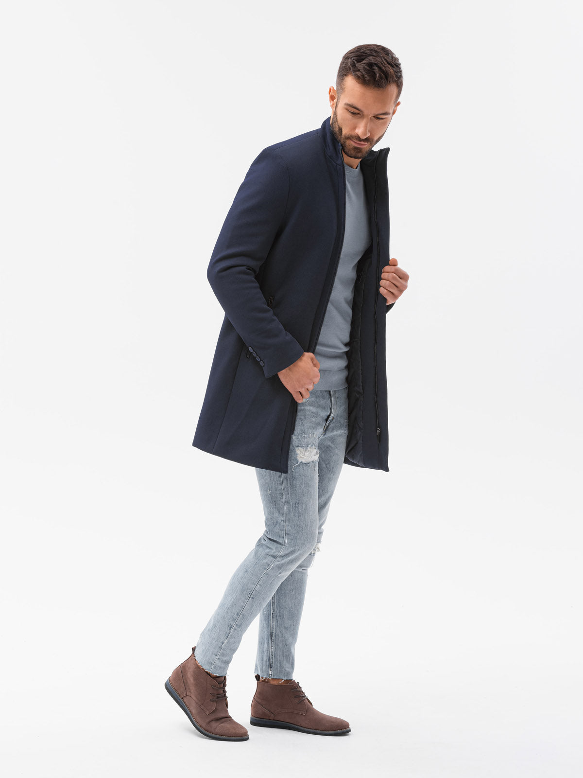 Men's zipper coat Bender navy-UHXE-S-Urbanheer