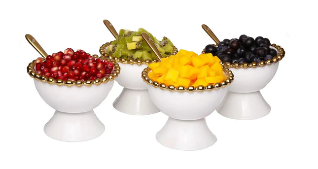 Porcelain White Dessert Cups - Set Of Four-CLASSIC TOUCH DECOR INC.-Urbanheer