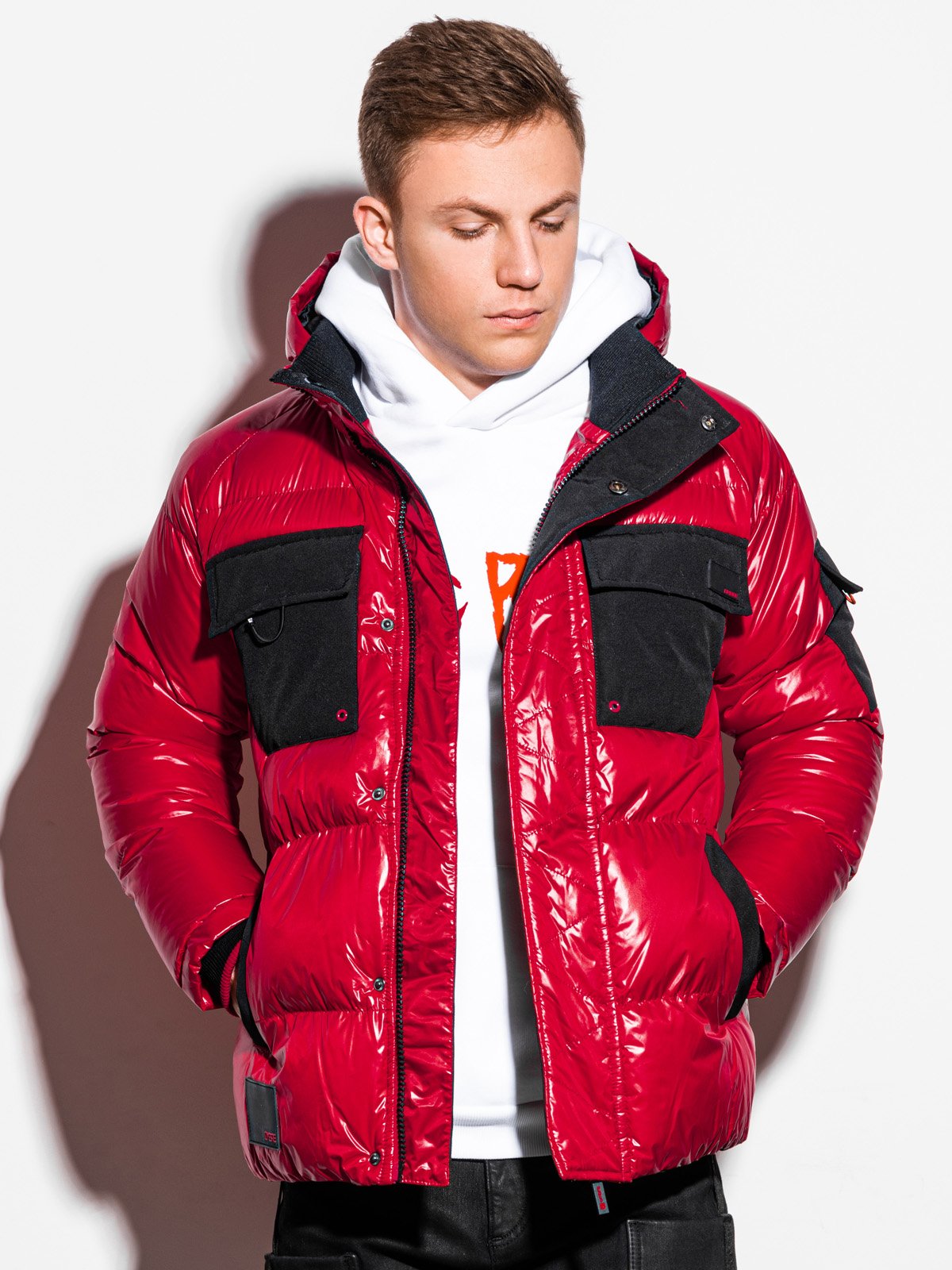 Men'S Quilted Transition Jacket Celestyn Red-UHXE-M-Urbanheer
