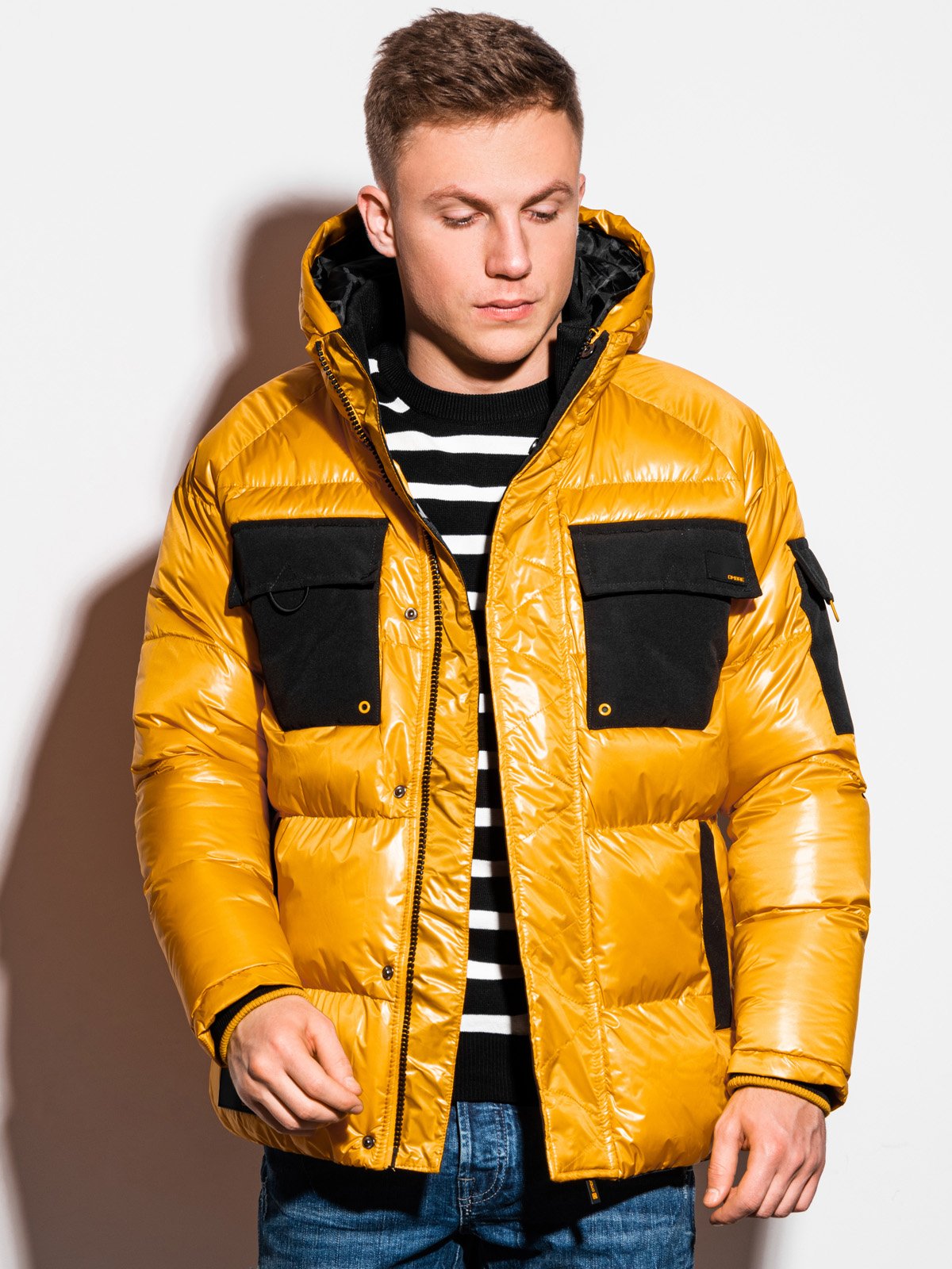 Men's transition jacket Celestyn yellow-UHXE-M-Urbanheer