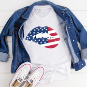 American Flag Lips T-Shirt-MerchMallow-White-S-Urbanheer