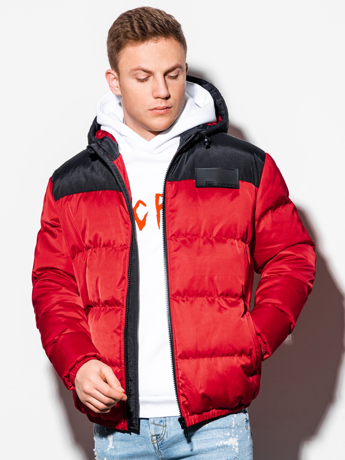 Men'S Winter Quilted Jacket Ryjel Red-UHXE-S-Urbanheer
