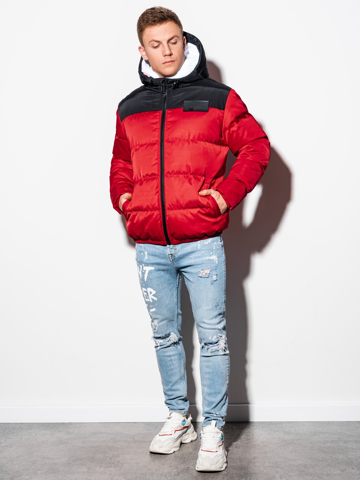 Men'S Winter Quilted Jacket Ryjel Red-UHXE-S-Urbanheer