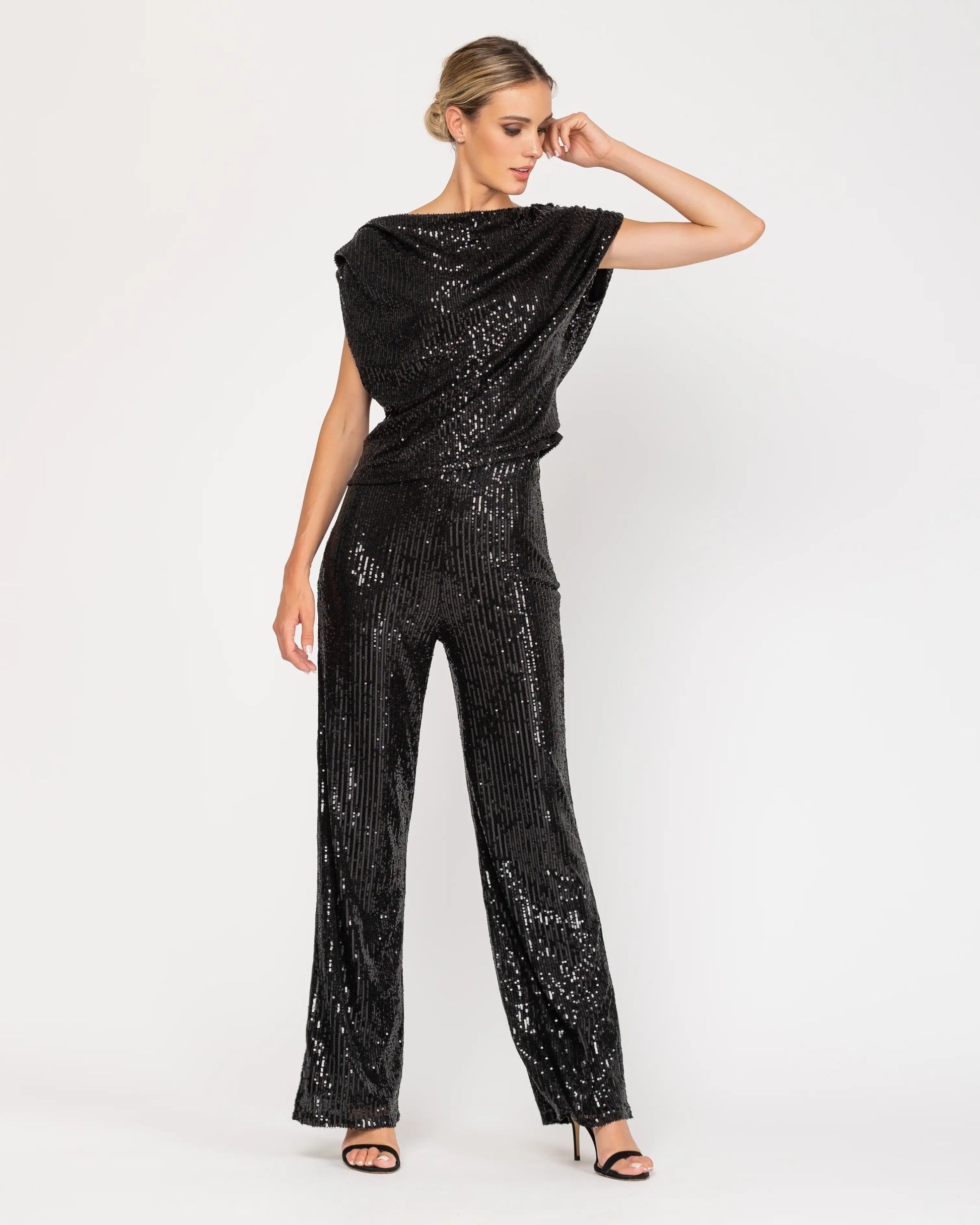 Wide Sequin Trousers With Side Zip-Tantra-S-Urbanheer