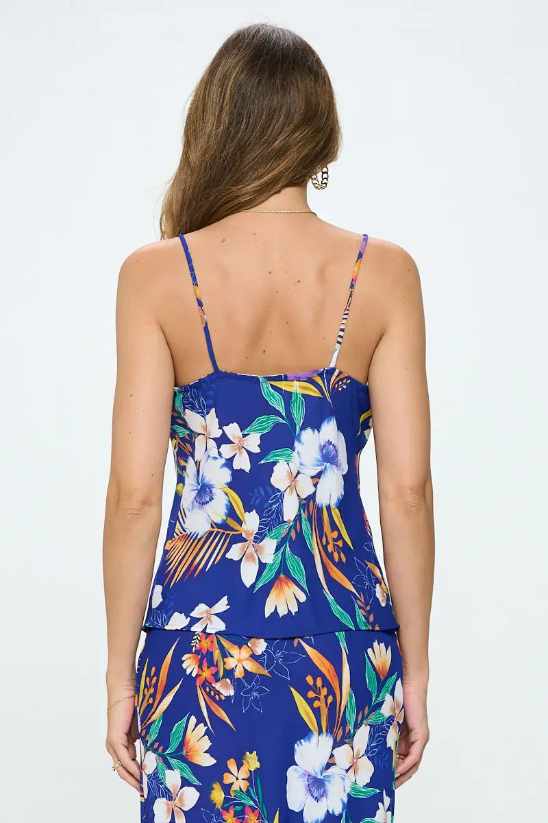 Tropical Print Cowl Neck Tank Top.-Renee C.-S-Urbanheer