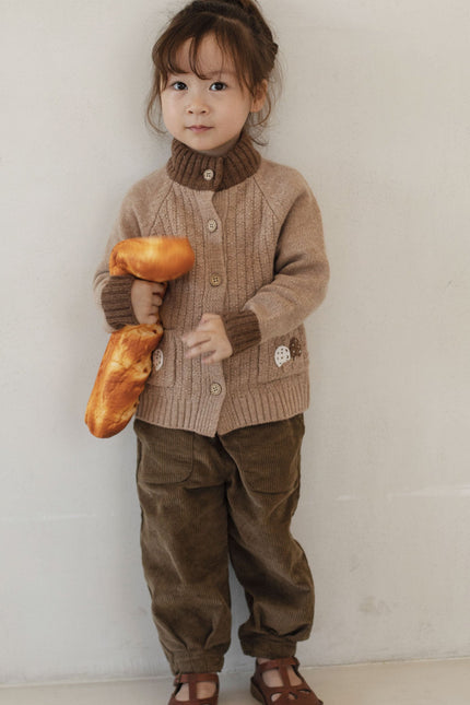 Toddler Merino Wool Cardigan-Caramel Mushroom