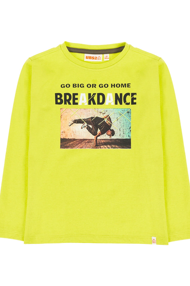 Boy'S T-Shirt In Solid Jersey In Green Organic Cotton
