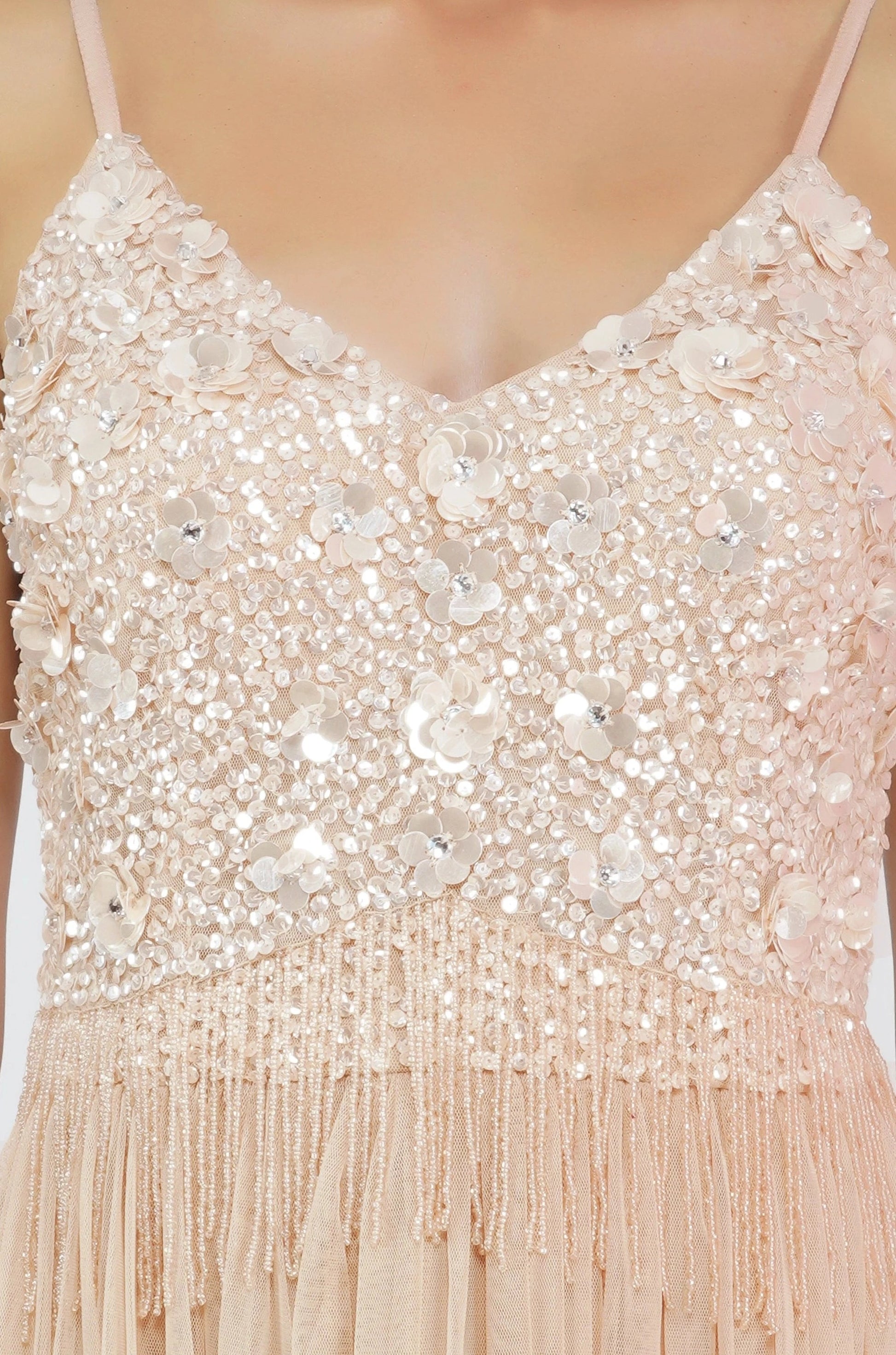 Riri Pink Tulle Beaded Mini Dress.-lace and beads-UK 6-Urbanheer