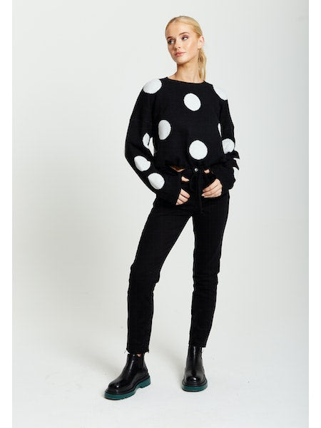 White Polka Dot Women Jumper-Liquorish-S-Urbanheer