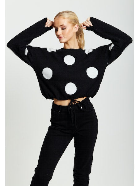 White Polka Dot Women Jumper-Liquorish-S-Urbanheer