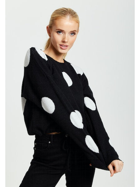 White Polka Dot Women Jumper-Liquorish-S-Urbanheer