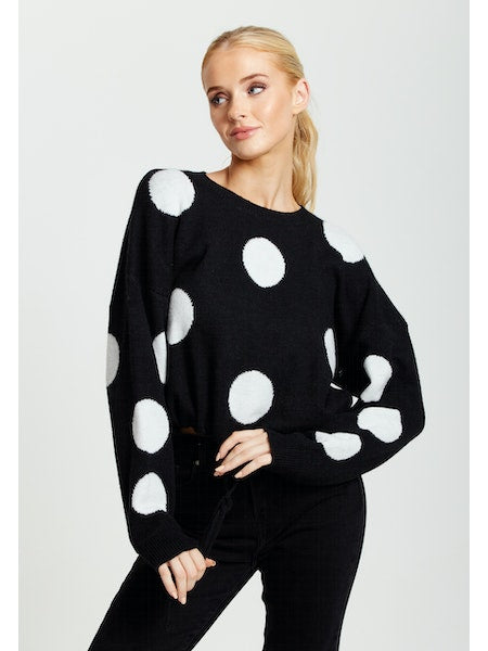 White Polka Dot Women Jumper-Liquorish-S-Urbanheer