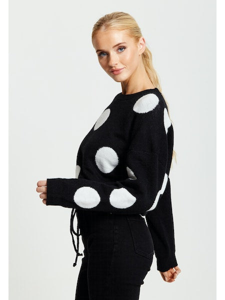 White Polka Dot Women Jumper-Liquorish-S-Urbanheer