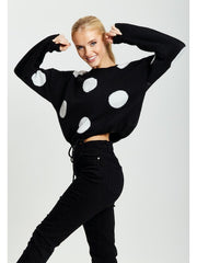 White Polka Dot Women Jumper-Liquorish-S-Urbanheer
