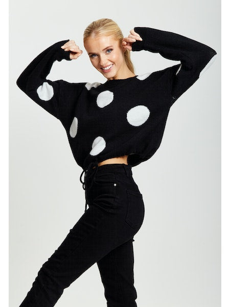 White Polka Dot Women Jumper-Liquorish-S-Urbanheer