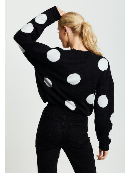 White Polka Dot Women Jumper-Liquorish-S-Urbanheer