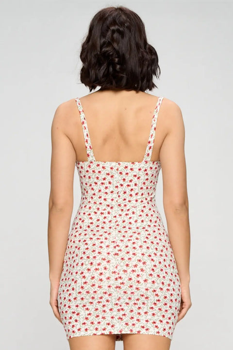 FLORAL PRINT Dress.-Chocolate USA-S-Urbanheer
