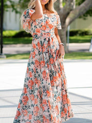 Women's maxi dress Flower white-UHXE-M-Urbanheer