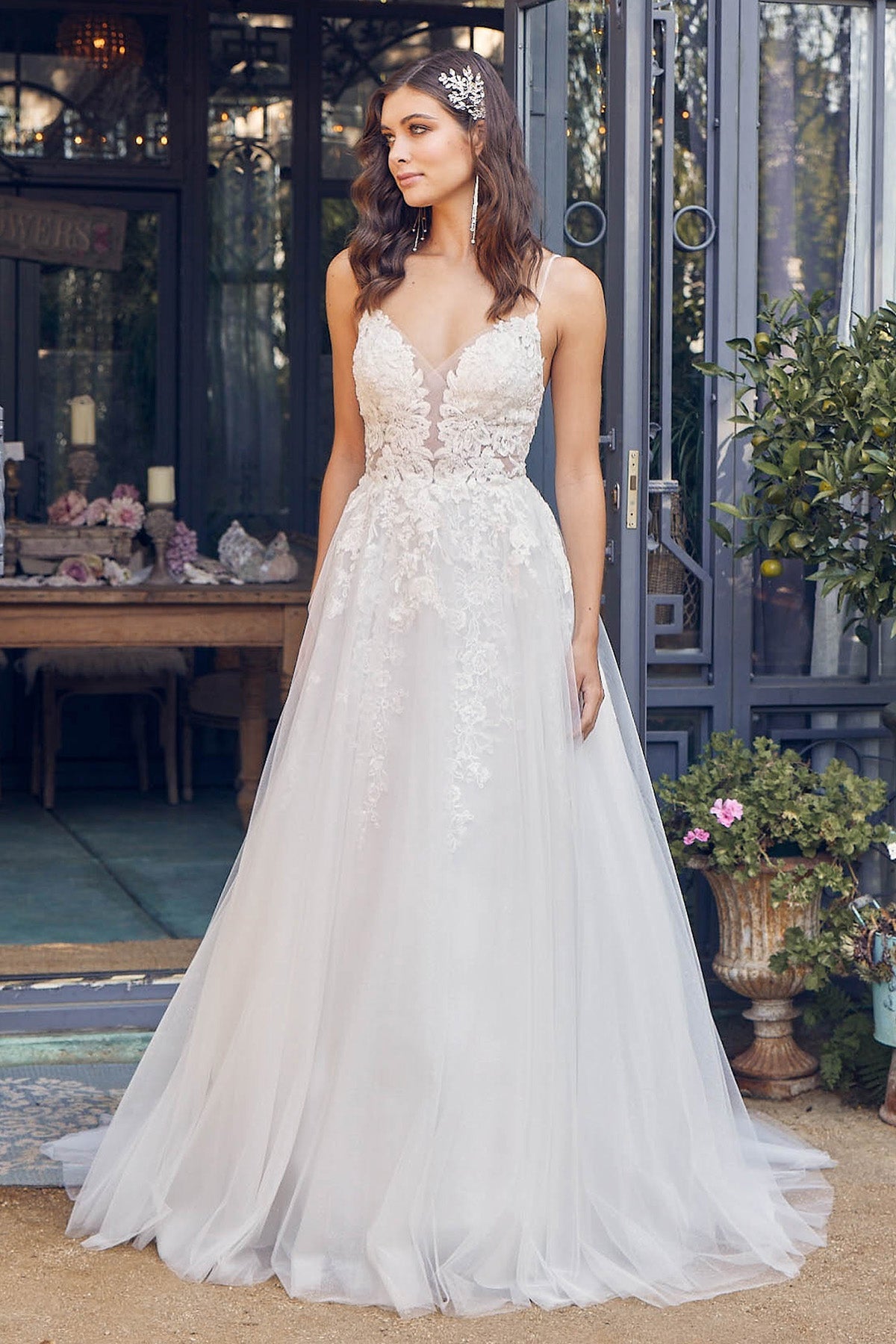 Embroidered Lace Bodice Open Back-NXAB-4-WHITE-Urbanheer