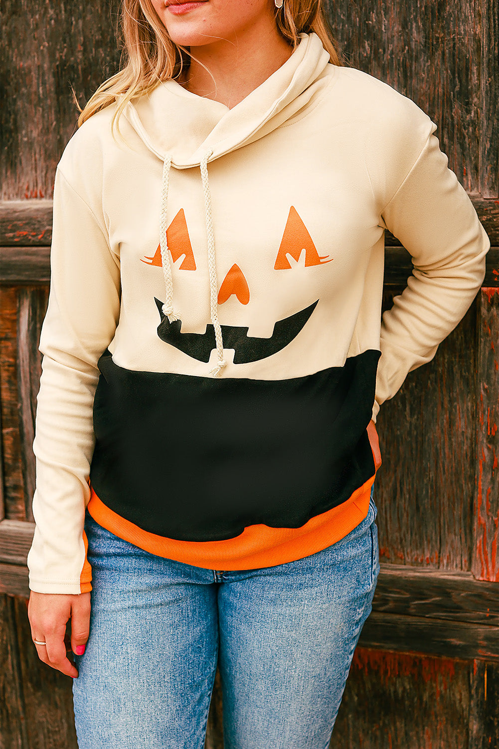 Orange Turtleneck Halloween Festive Top-UHXC-Orange-(US 4-6)S-Urbanheer