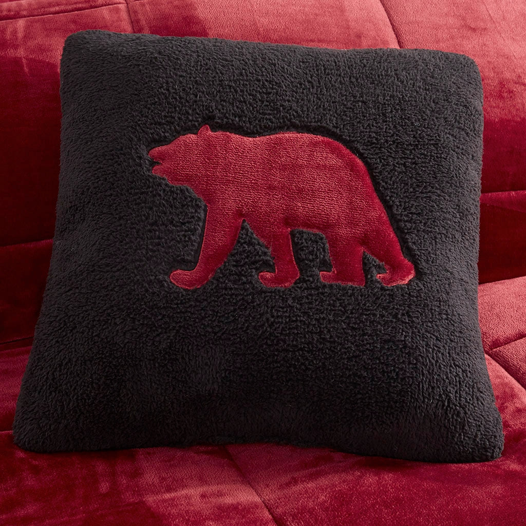 Plush To Sherpa Winter Comforter Set, Red-Olliix-Twin-Urbanheer