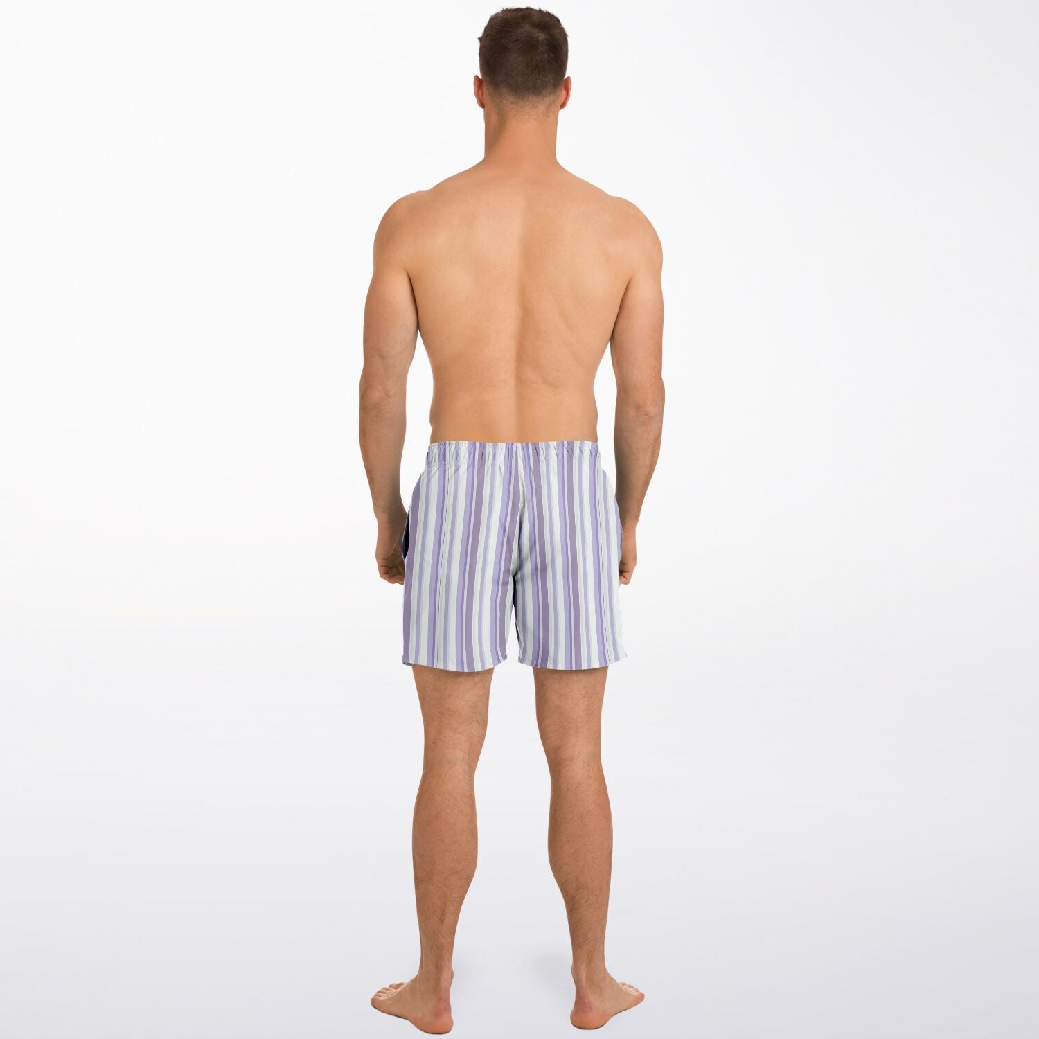 Lavender Stripes 5.5" Men Swim Shorts-Subliminator-XS-Urbanheer