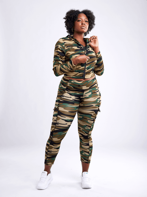 High-Waisted Leggings with Side Cargo Pockets-JupiterGear-French Camo-Small / Medium-Urbanheer