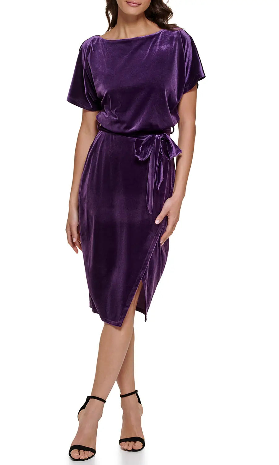 Velvet Blouson Cocktail Dress.-KENSIE-XS-PURPLE-Urbanheer