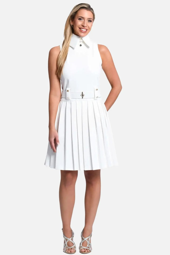 Laura Sleeveless Dress - White-Avoure Couture-Urbanheer