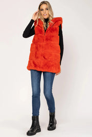 New Fur Vest Coat - Orange-Tantra-S-Urbanheer