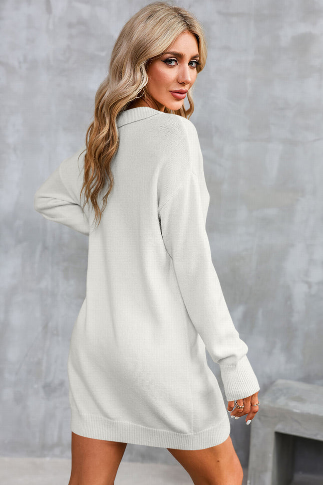 Buttoned Long Sleeve Sweater Dress-UHX-Urbanheer