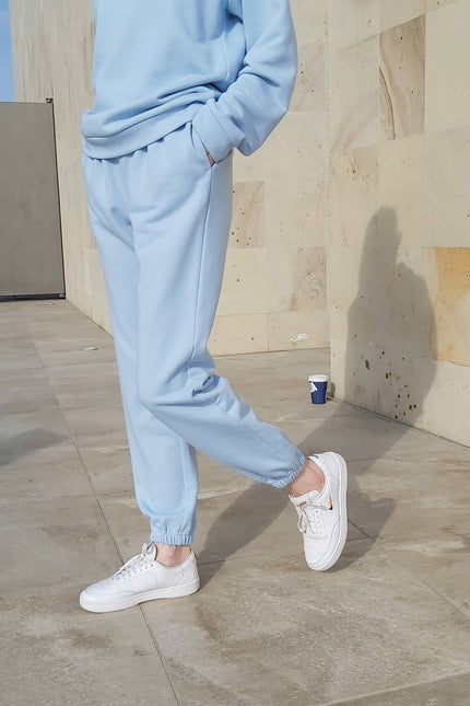 Blue Cotton Track-Pants And Hoodie Set