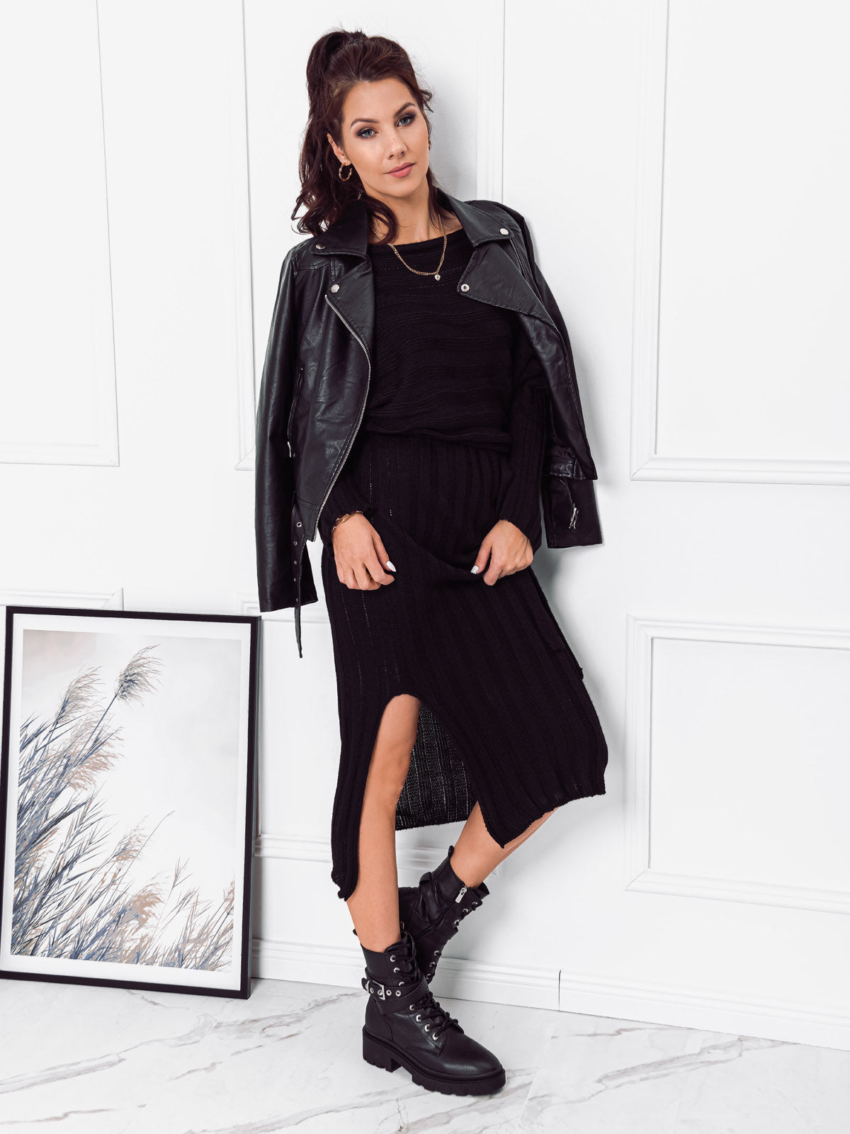 Deoti Asher Black Dress-UHXE-Univerzální-Urbanheer