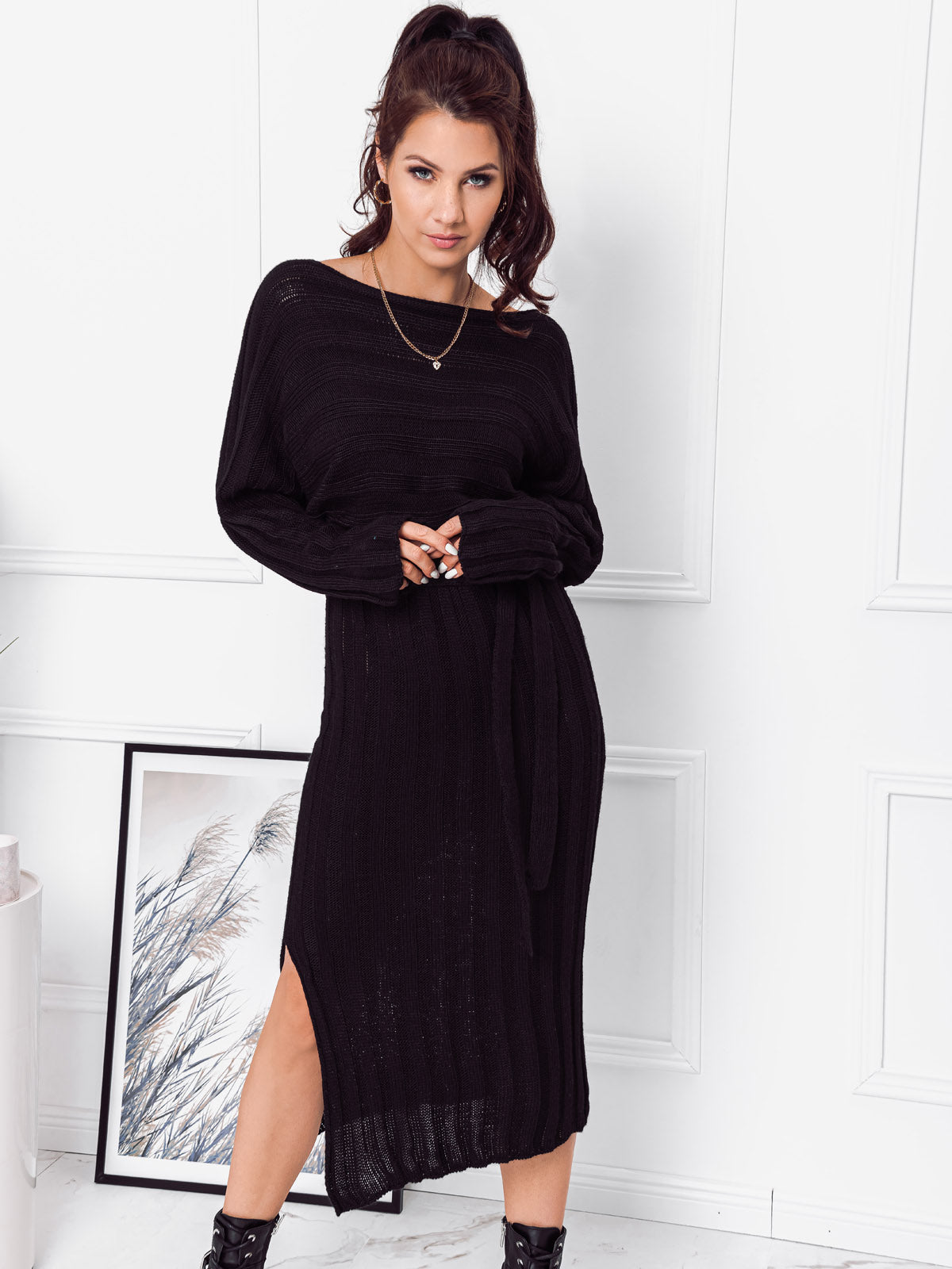 Deoti Asher Black Dress-UHXE-Univerzální-Urbanheer
