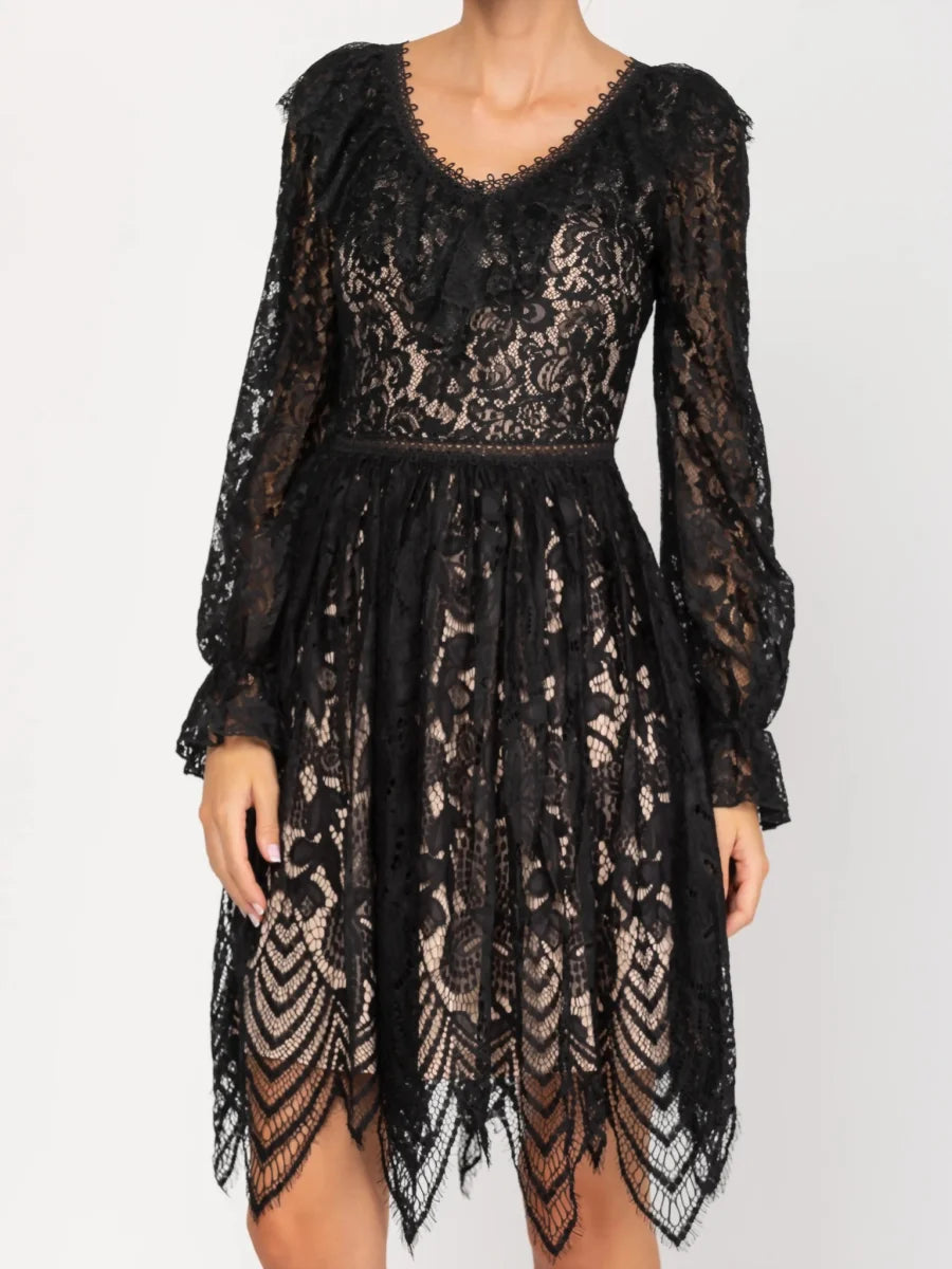 Long Sleeve Lace Dress.-Tantra-S-Urbanheer