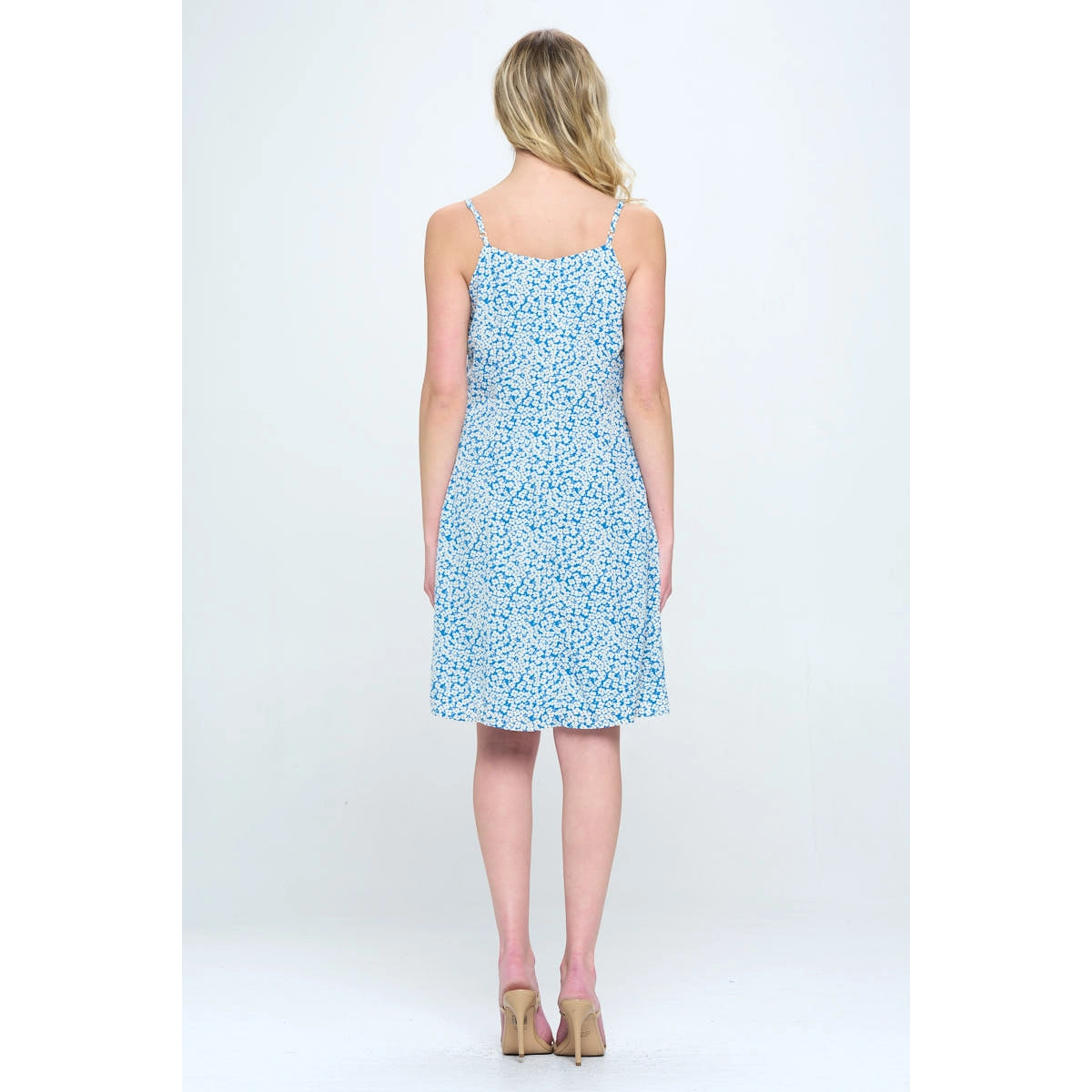 Blue Floral Spaghetti Strap Dress-SM WARDROBE-S-Urbanheer