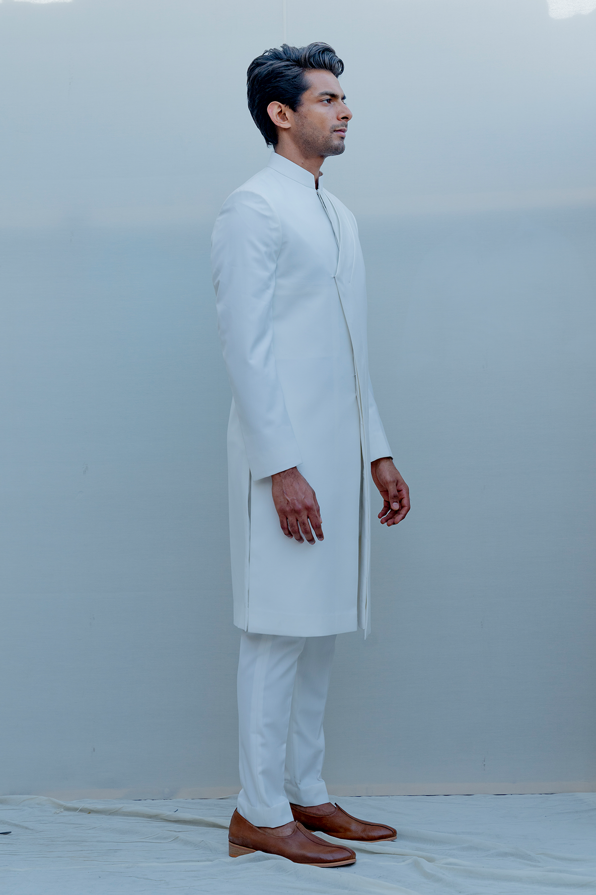 Waxen - Indo Western Jacket Set-Bohame-S-Milky White-5'1"-5'5"-Urbanheer