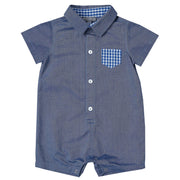 Chambray Pocket Detail Romper.-Petit confection-3M-Urbanheer