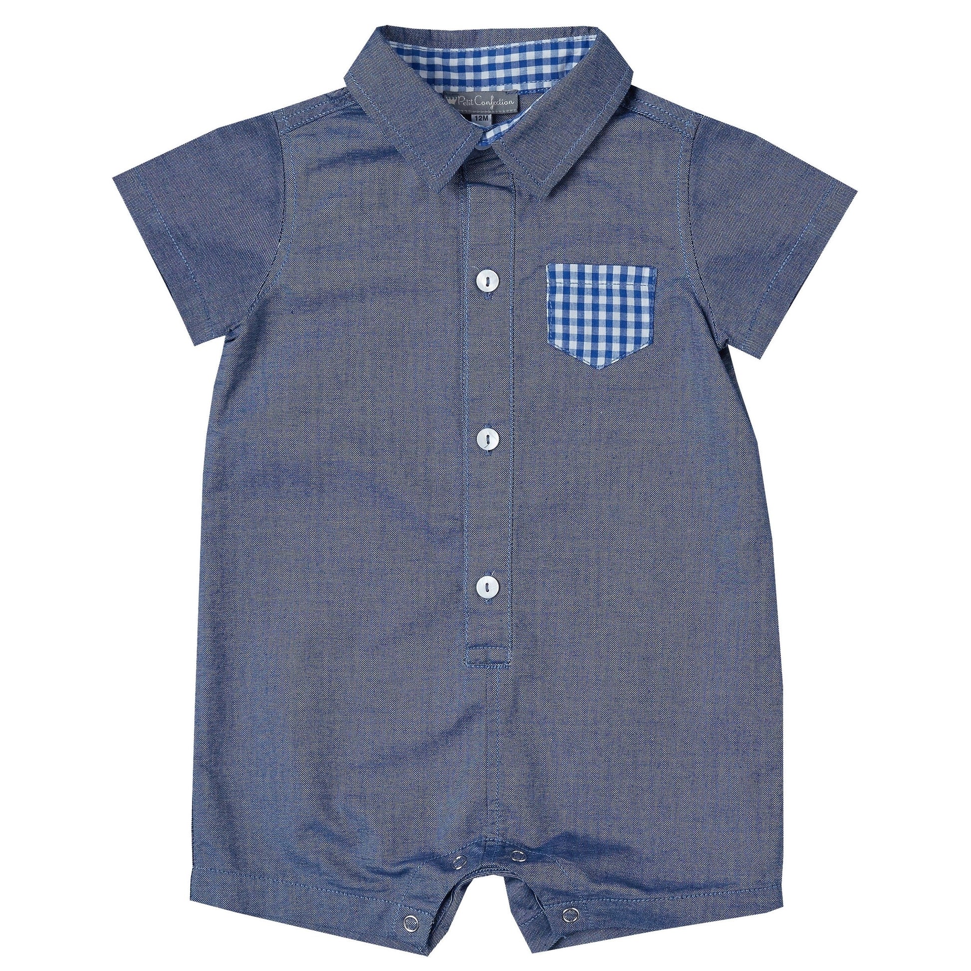 Chambray Pocket Detail Romper.-Petit confection-3M-Urbanheer