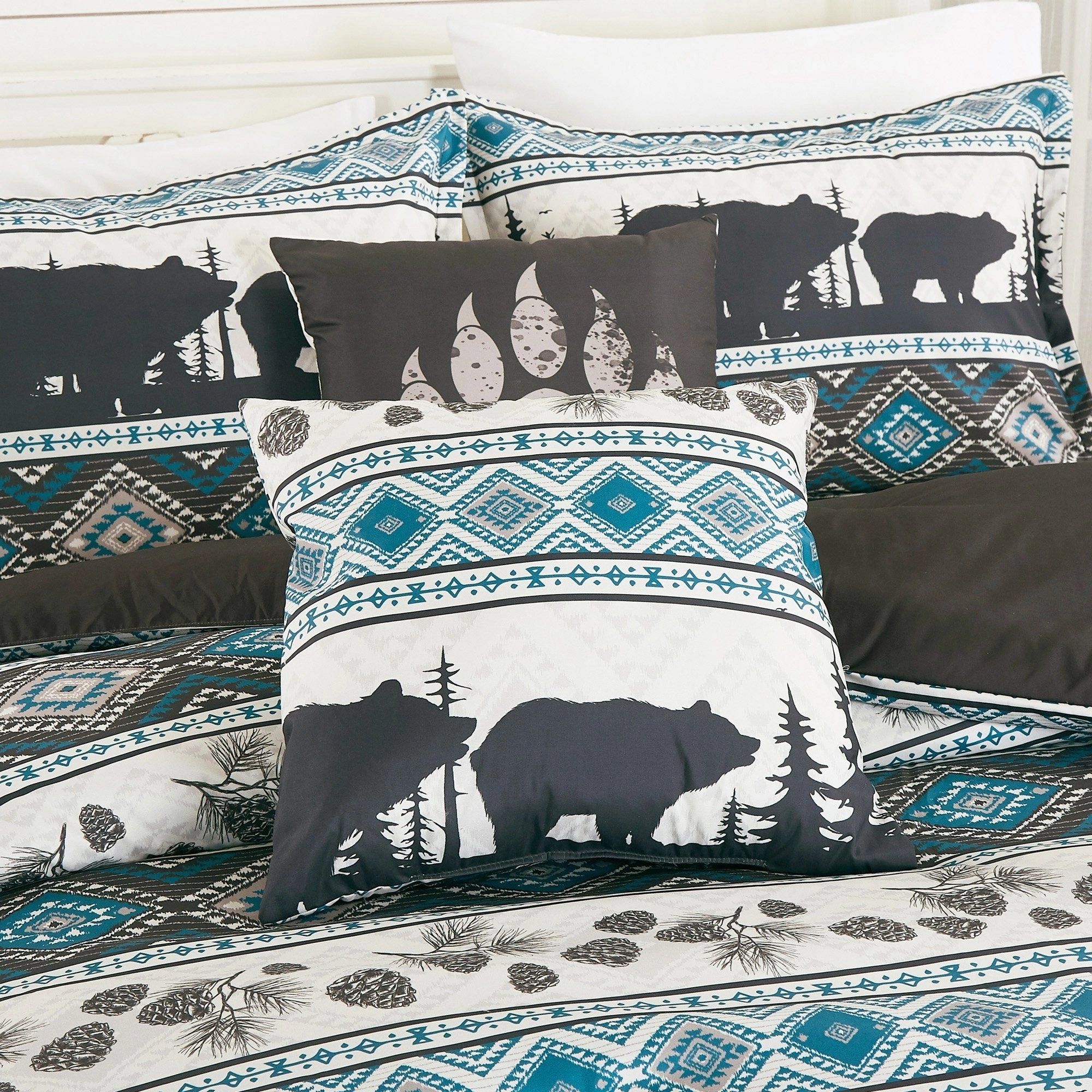 Big Bear Southwest Turquoise Aztec Comforter - 6 Piece Set.-Linen Mart-Twin-Urbanheer