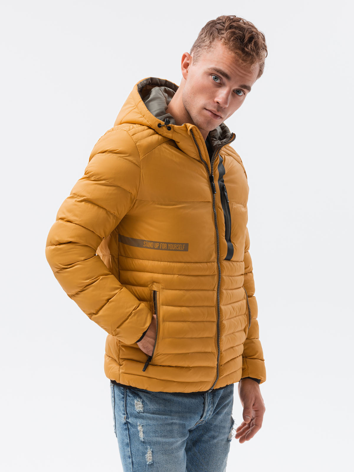 Men's quilted transition jacket Troyer mustard-UHXE-S-Urbanheer