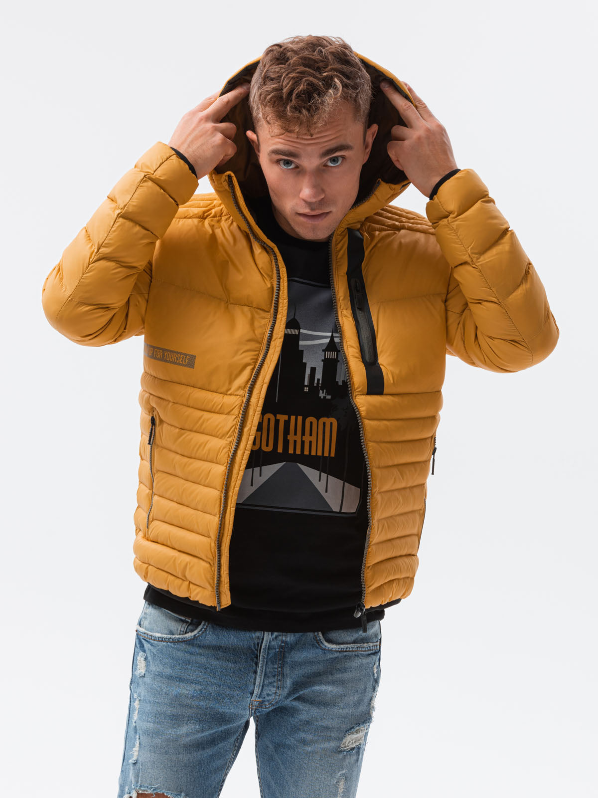 Men's quilted transition jacket Troyer mustard-UHXE-S-Urbanheer