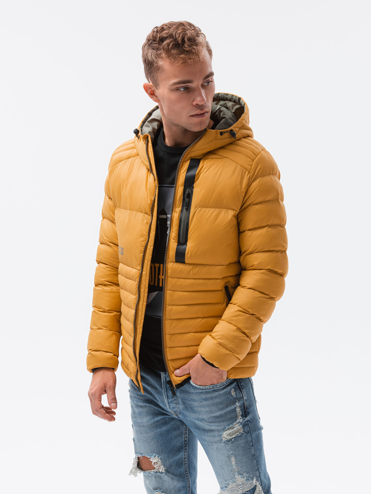 Men's quilted transition jacket Troyer mustard-UHXE-S-Urbanheer